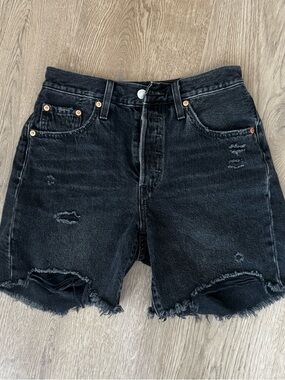 Levi's Black Washed Denim Shorts